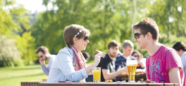 Students enjoying a well deserved drink at the union bar
