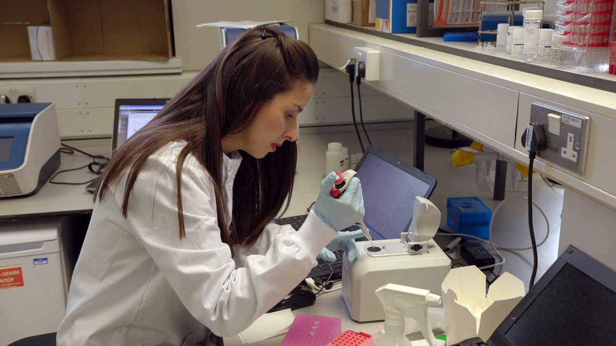Student working in a lab
