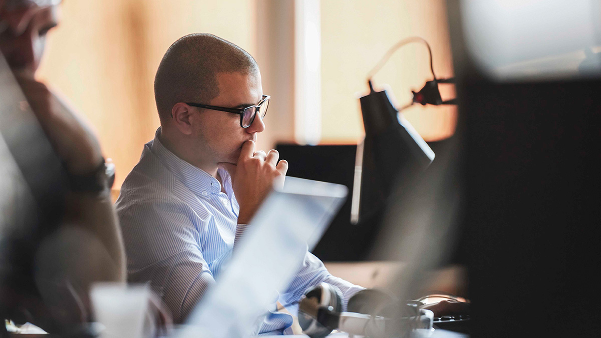 A developer working at a desk