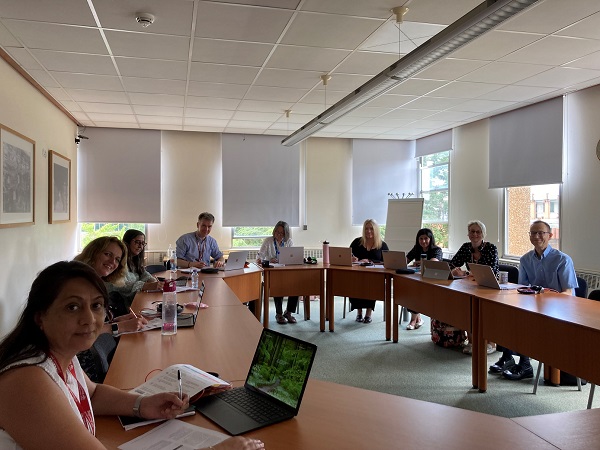 nine staff members from University of Reading Finance taking part in an accessibility workshop