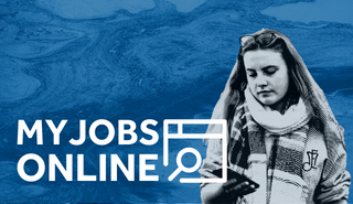 MyJobsOnline logo on blue background