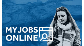 MyJobsOnline logo on blue background