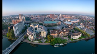 Aerial view of Reading from the Thames. Copyright www.jsaerial.co.uk