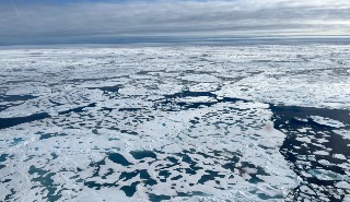 Broken Arctic sea ice viewed from the Arctic Summertime Cyclones research plane