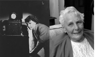 (L) Patricia Saunders working at Monotype and (R) interviewed in 2018