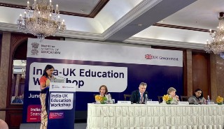 A presentation at the UK-India education talks in Mumbai in June 2022