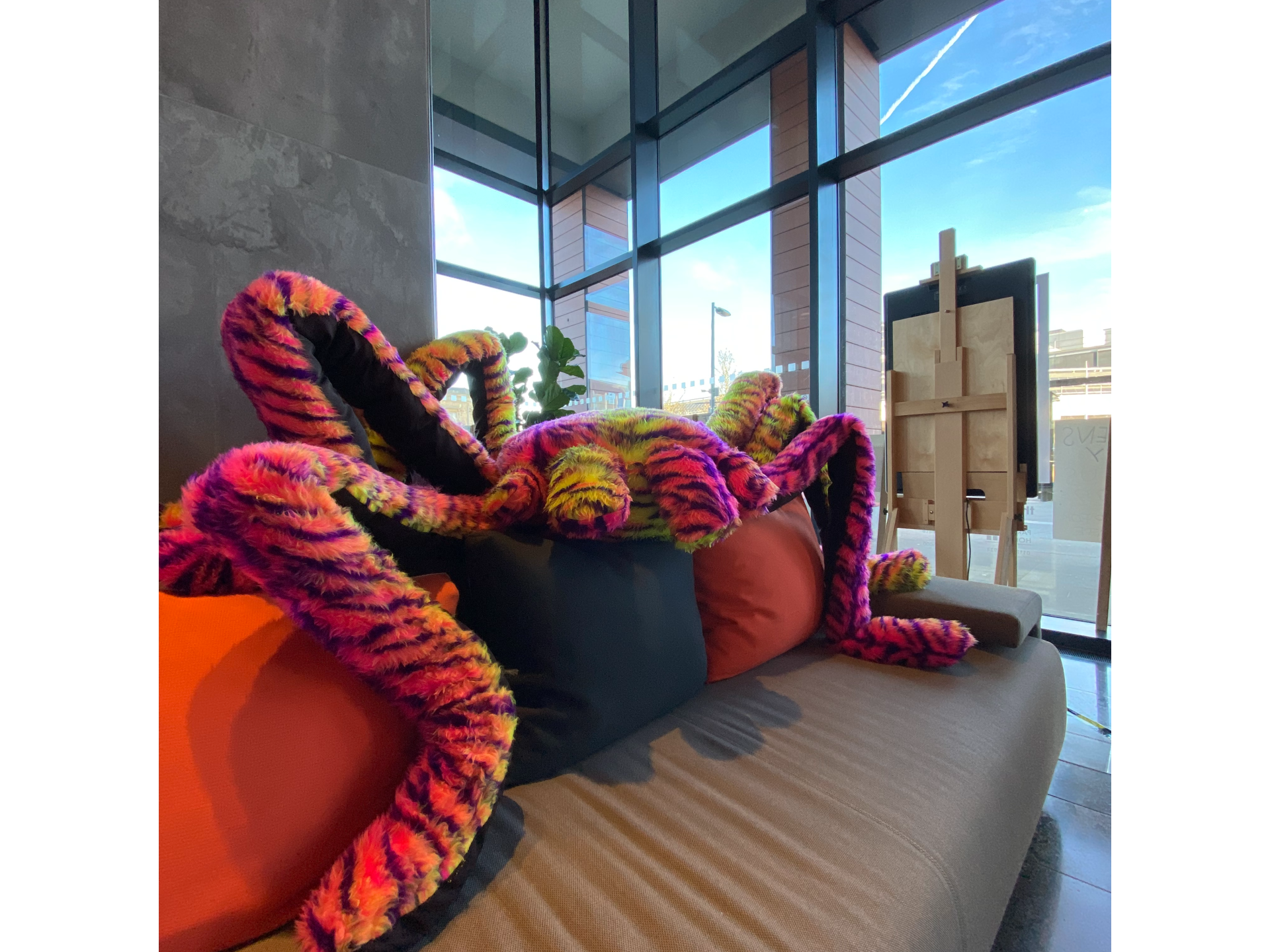 Student artwork of a large soft spider
