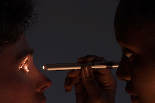 An eye examination taking place